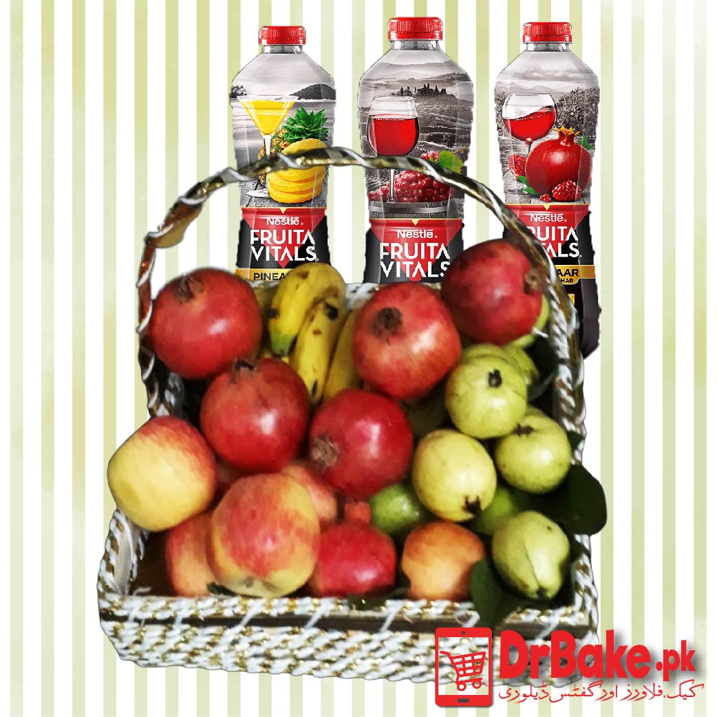 4 Kg Mixed Fruit Basket with 3 Nestle 1 liter Mix Juices