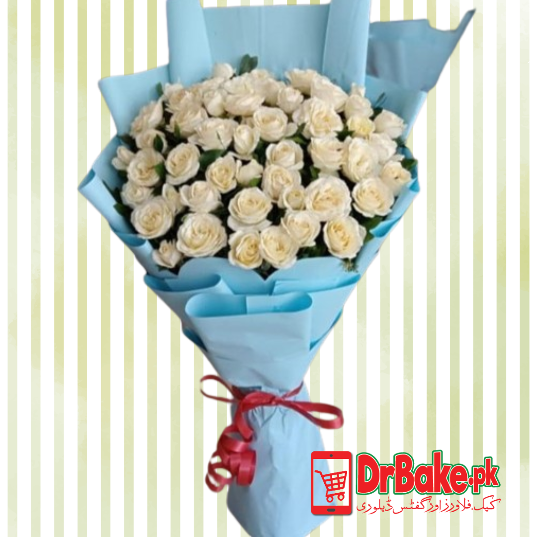 50 White Roses Bouquet Gift