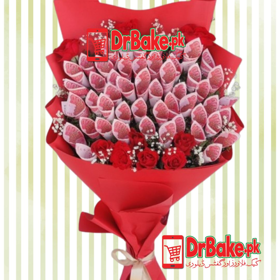 Red Roses Cash Bouquet Rs.100 Notes