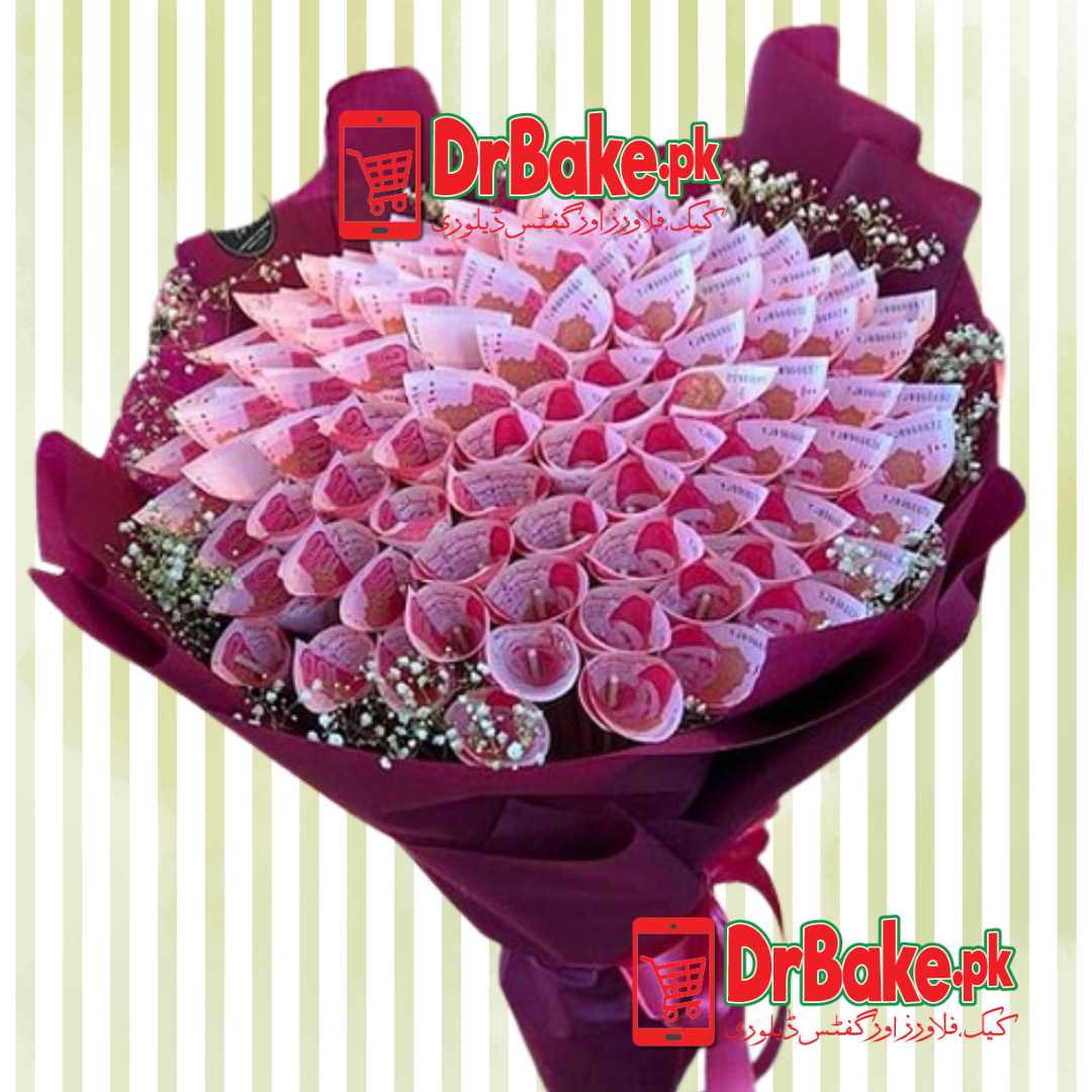 Large Red Cash Bouquet Rs.100 Notes