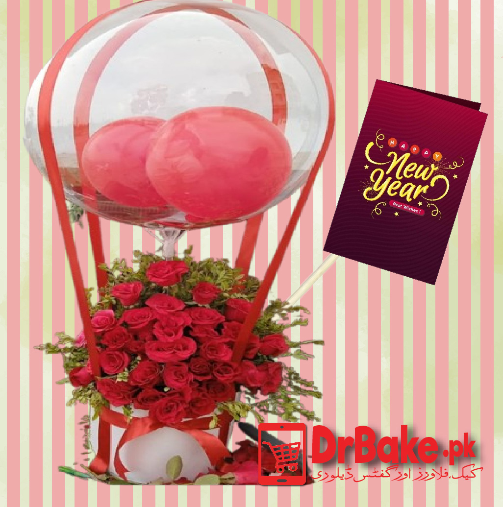 New Year Balloon & Flowers Box