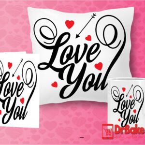 Love You Customize Cushion, Mug & Card Combo