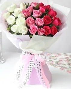 18 Stems of Mix Imported White, Pink & Red Fresh Roses
